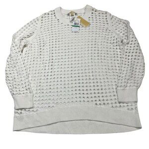 Michael Kors Sweater Womens L White Open Knit‎ Pullover Tunic Beach Lagenlook